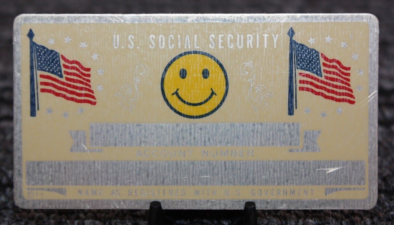 Metal Smiley Face Social Security ID Card Custom Engraved [080CHR]