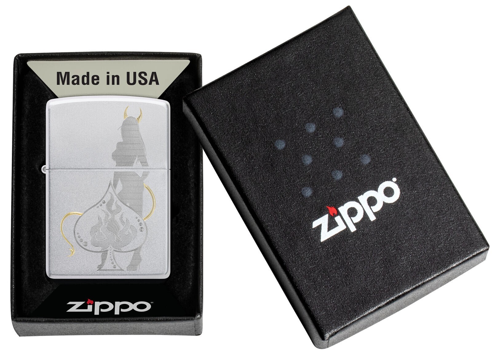 Zippo Devilish Ace Design Satin Chrome 48658