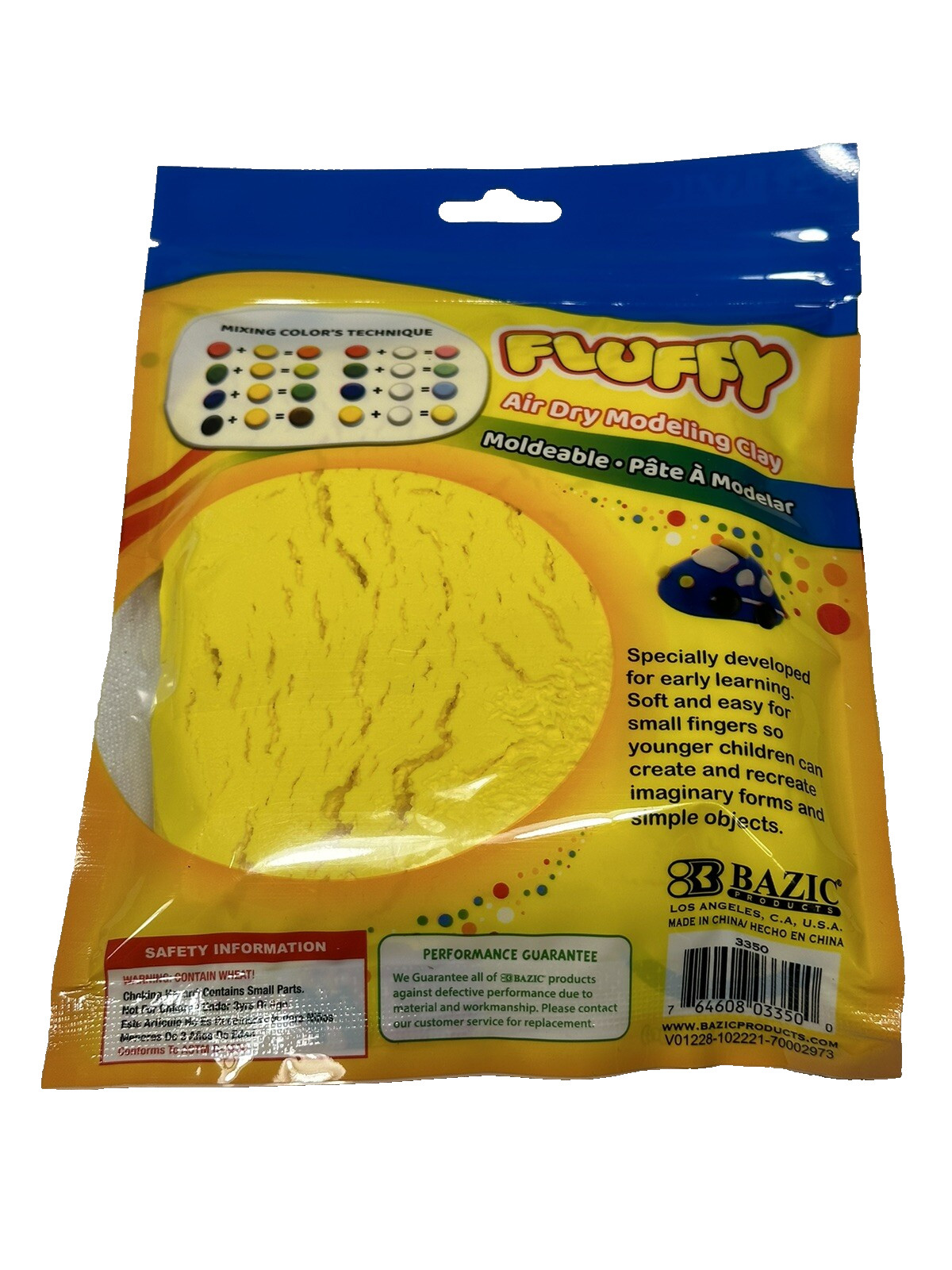 fluffy air dry modeling clay for kids 2 OZ YELLOW