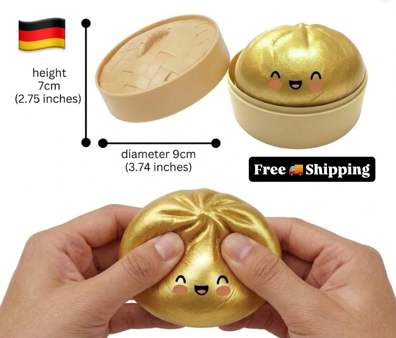 Dumpling Squishy Stress Toy Glitter Stress Ball Calming Toy Gold