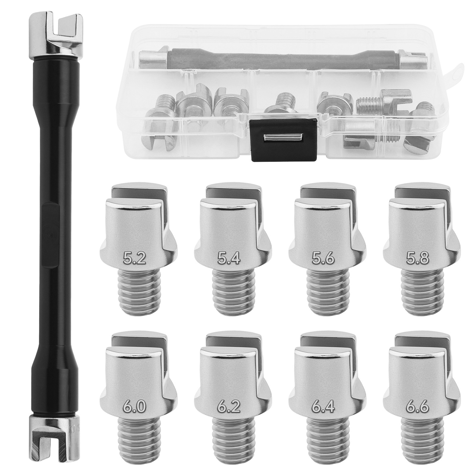 Motorcycle Spoke Wrench Set, 10 Interchangeable Sizes (5.0-6.8mm) for Dirt Bike
