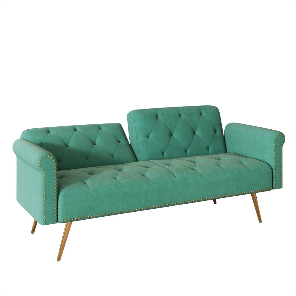 Convertible Sleeper Sofa Bed Velvet Loveseat 2 Seater Sofa Couch Folding Sofa GR