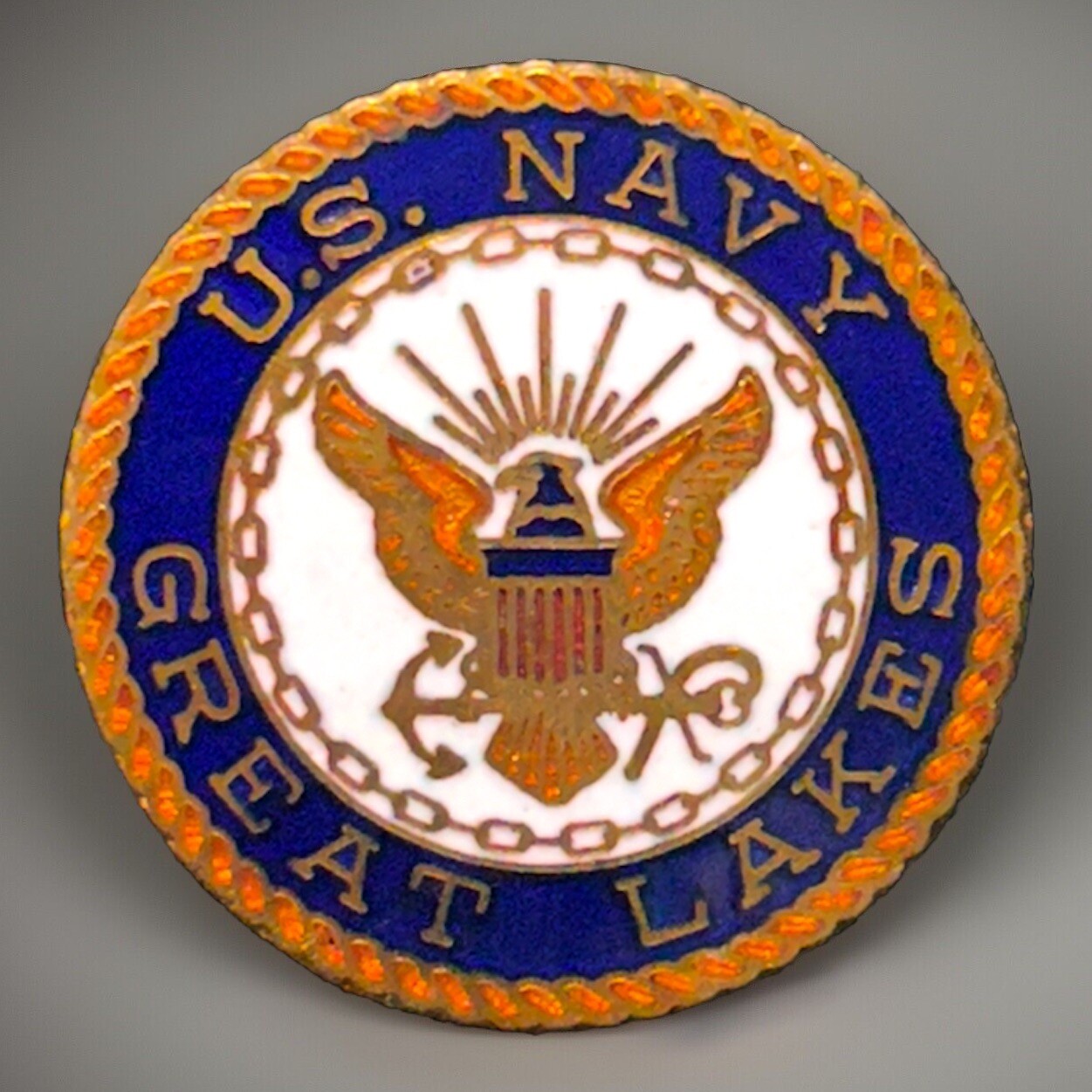 US Navy GREAT LAKES Small Metal Lapel Pin 7/8” Vintage