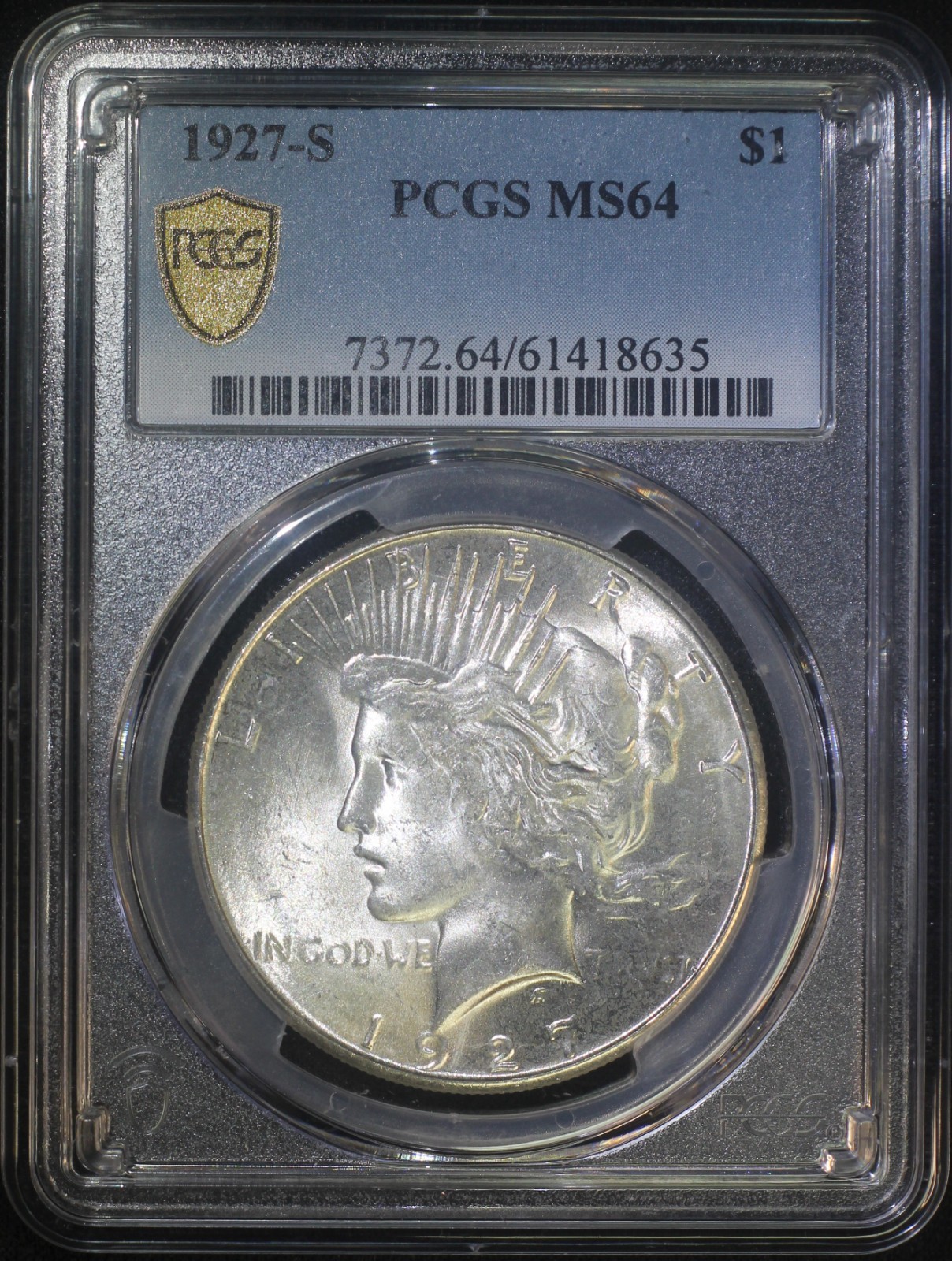 1927 S Peace Silver Dollar PCGS MS64 Lustrous Well Struck Key Date Coin