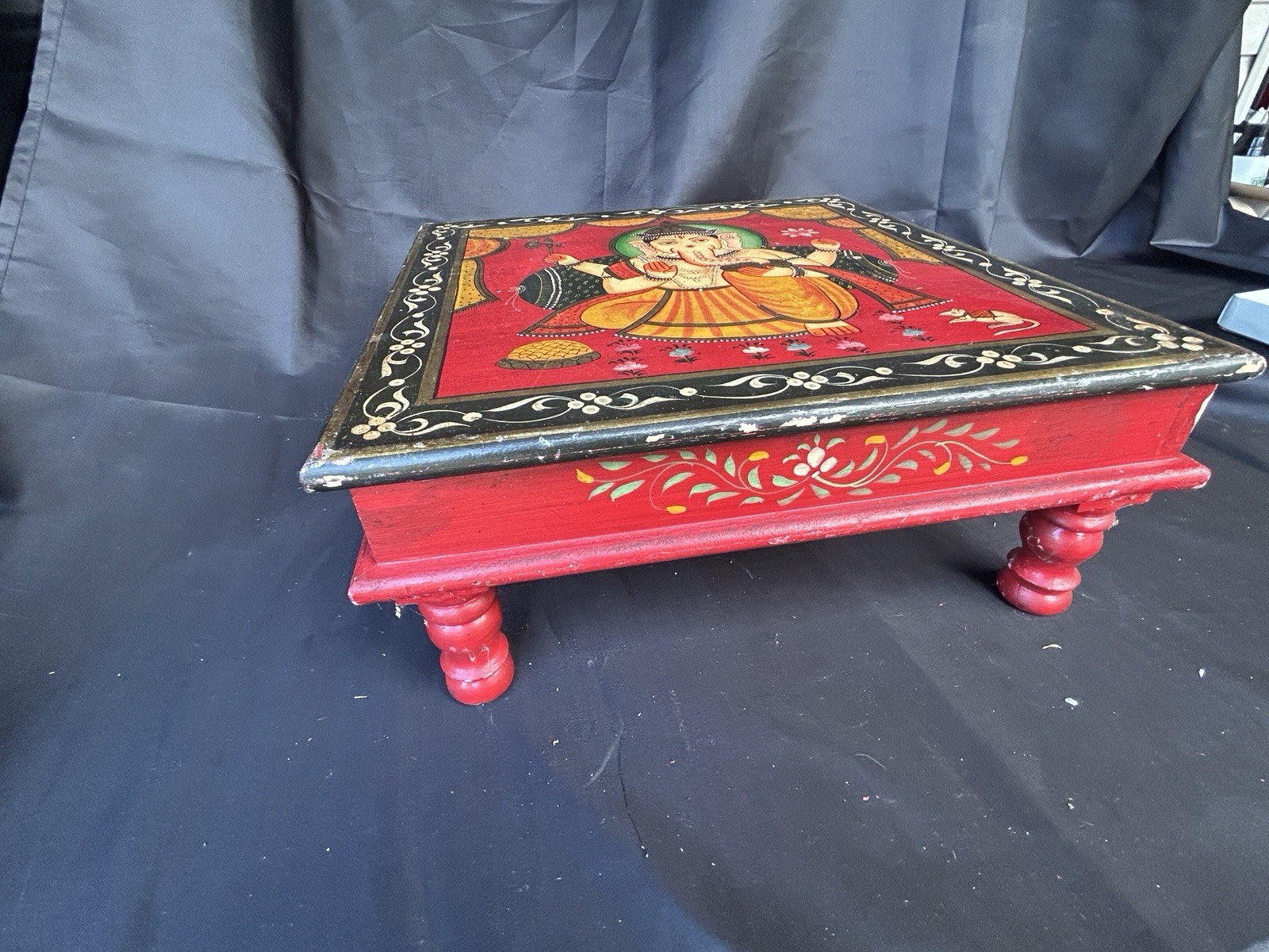 Gorgeous Painted Ganesha Foot Stool/Ottoman Table