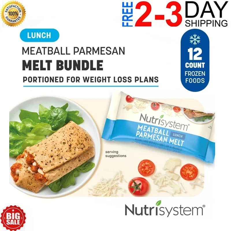 Nutrisystem Meatball Parmesan Lunch Melt, Frozen Packaged Meal, 12 Count