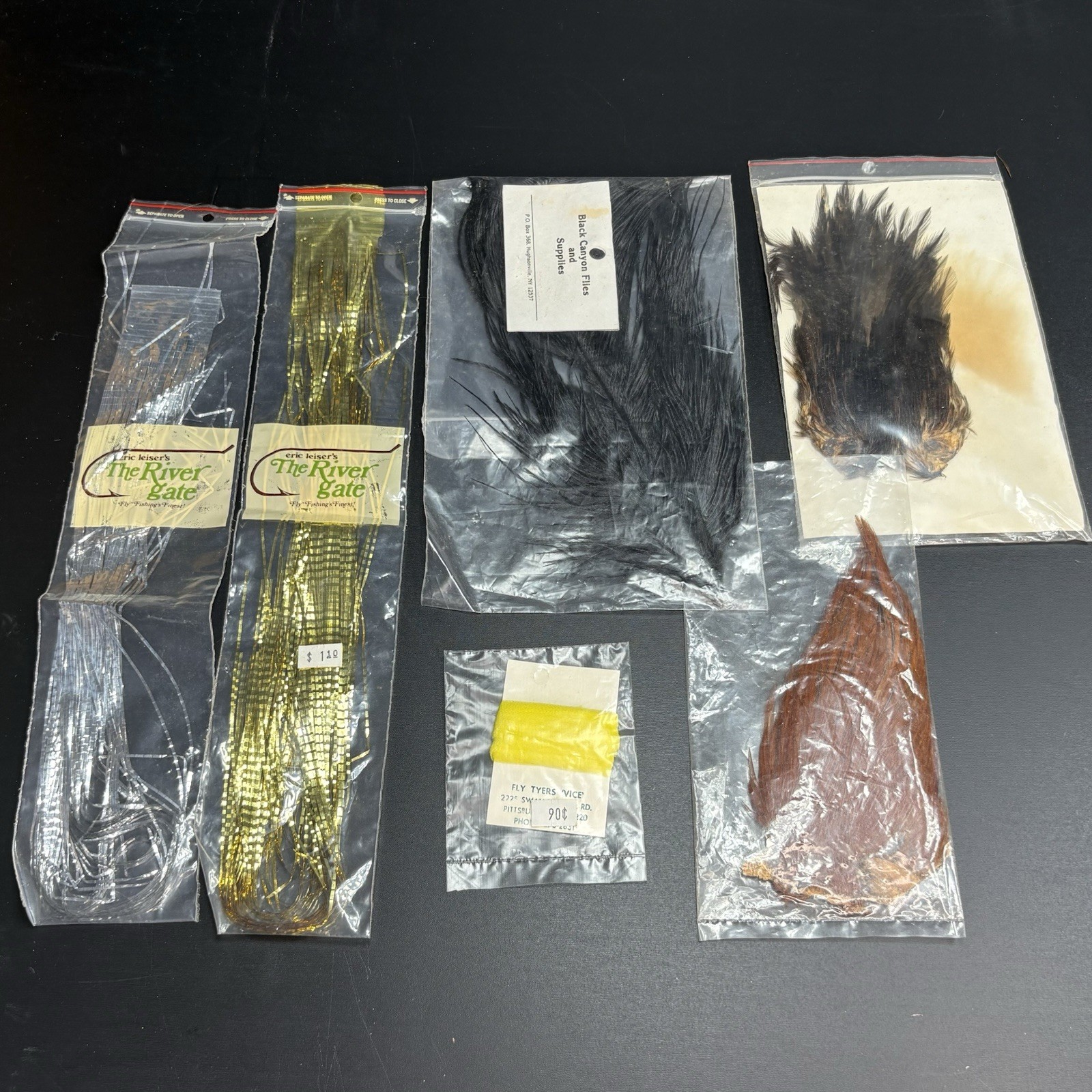 Vintage Flies Fly Tying Lot Estate Feathers Tinsel Lot