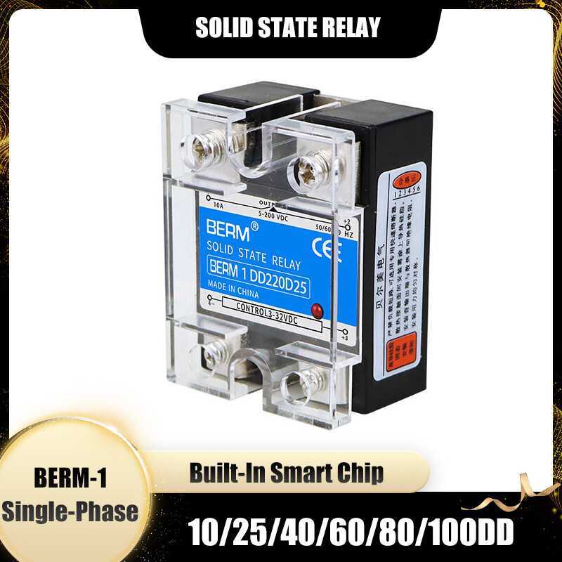 BERM-1(10/25/40/60/80/100DD) Solid State Relay DC3-32V to DC5-220V Single-Phase