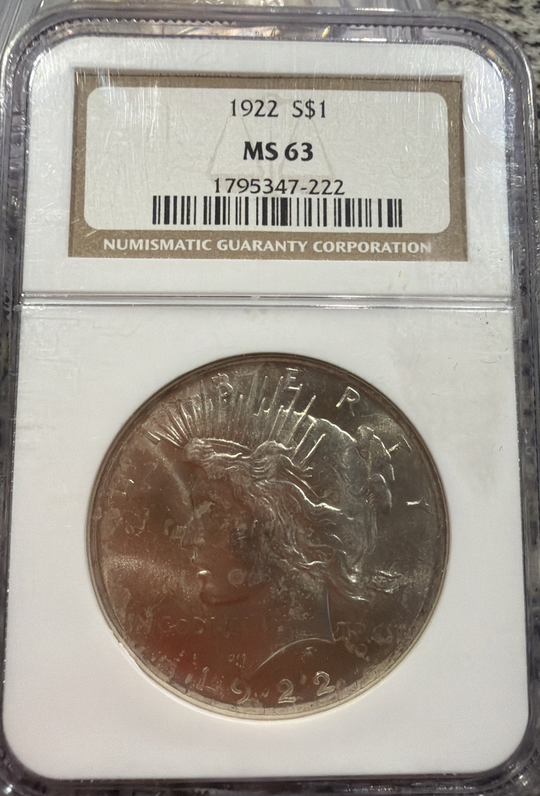 1922 PEACE DOLLAR NGC MS 63 SILVER 072316