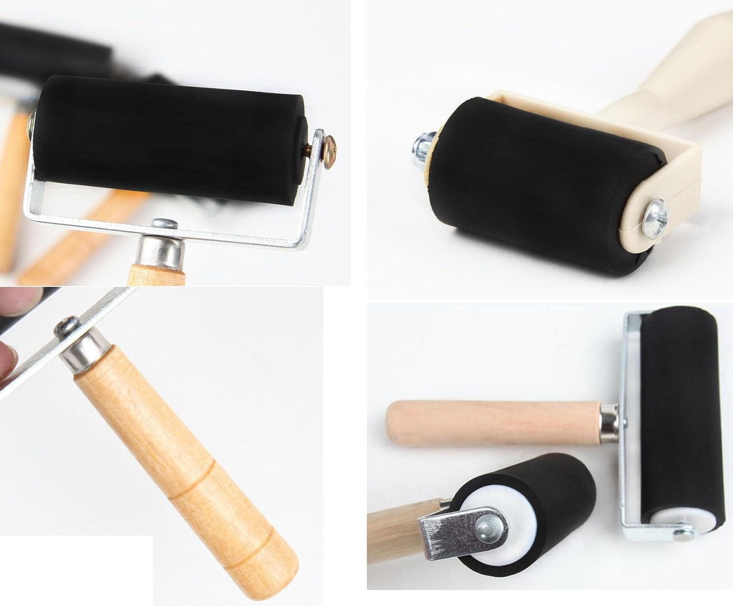 3 Pack Rubber Roller Brayer Rollers, Art Craft Roller Print,Ink,Stamping Tools