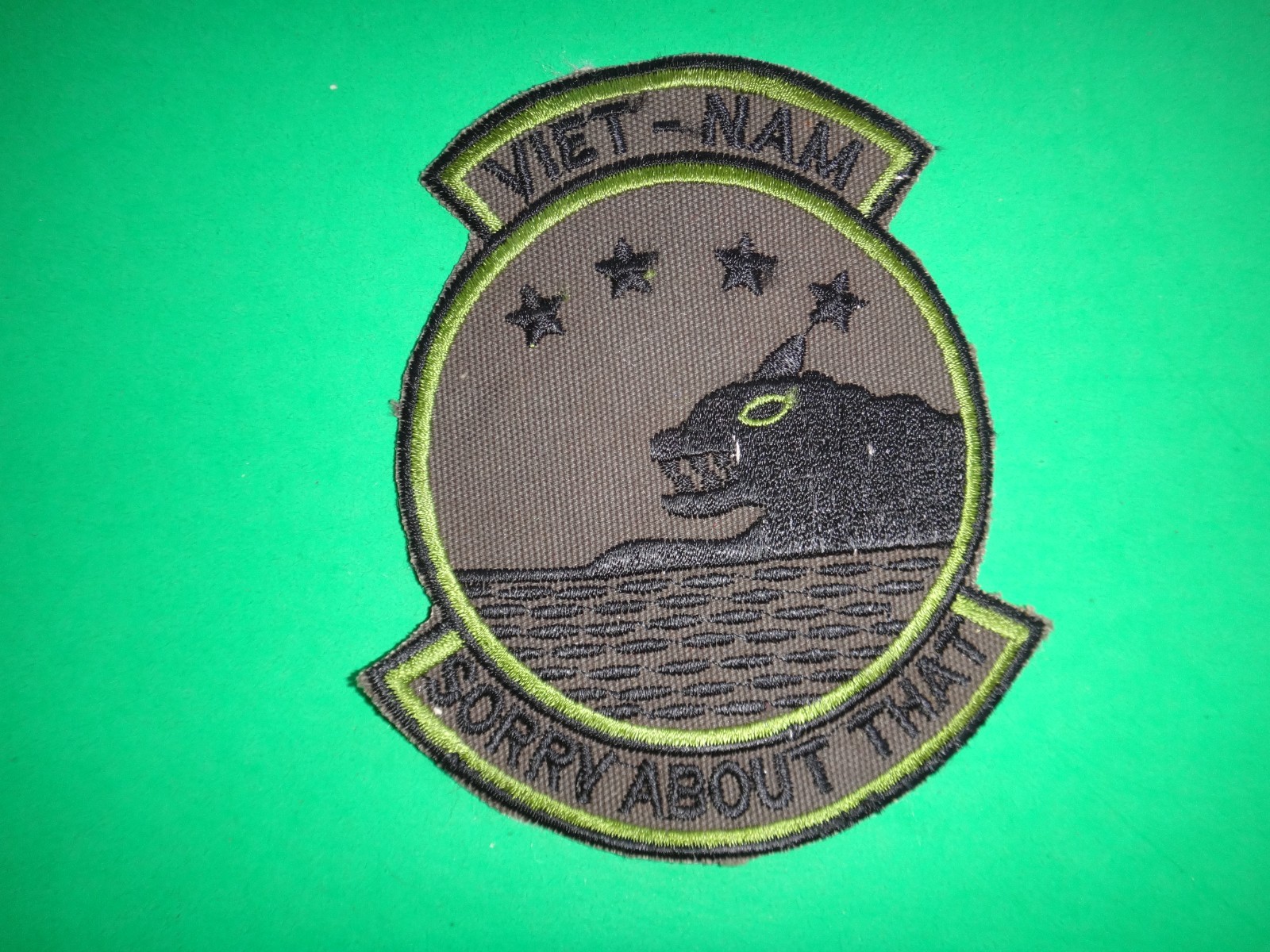 US 5th SFG slogan SORRY ABOUT THAT VIETNAM Subdued Patch From Vietnam War Era