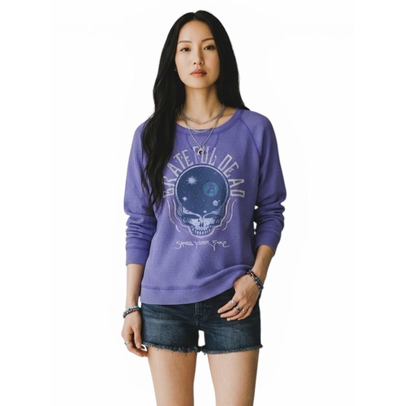 Grateful Dead Junk Food Purple Long Sleeve Crew Neck Tee
