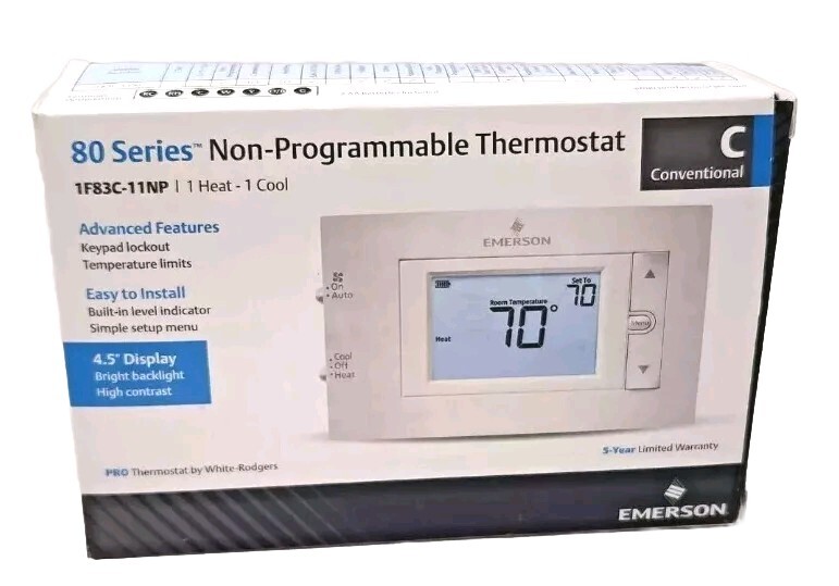 Emerson  1F83C-11NP 80 Series Non-Programmable Thermostat, 1Heat-1Cool