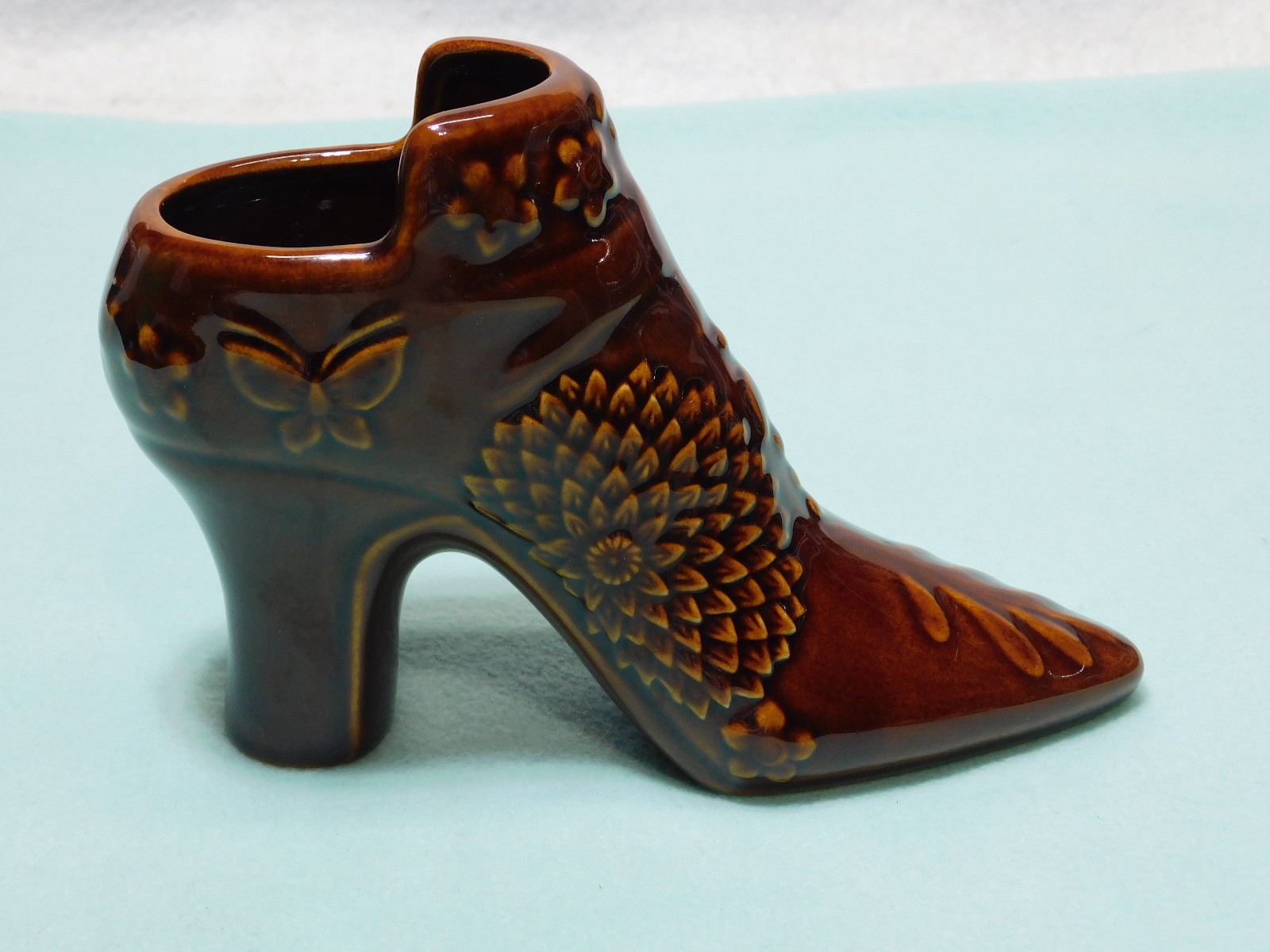 Vintage Seit Germany 1895,  7" x 5" Brown Ceramic Shoe Planter in VG Cond. RARE