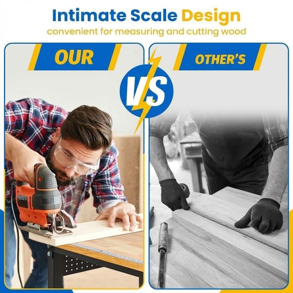 🍀48" x 24" Adjustable Workbench with Power Outlet & Scale, Portable Worktable