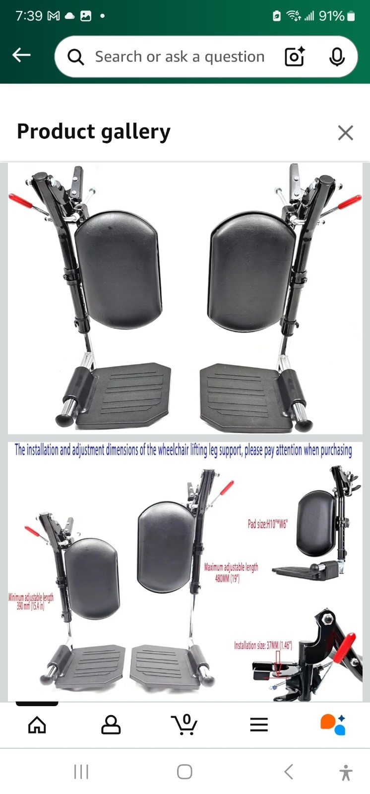 FORCON MED  Elevating Leg Rests With Padded Calf Pads Composite Footplates Lk3je