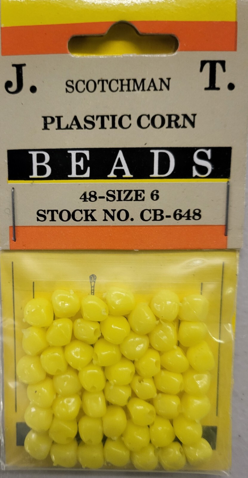J. T. SCOTCHMAN SIZE 6 PLASTIC CORN YELLOW BEADS (APX. 48 PCS PER PACK)
