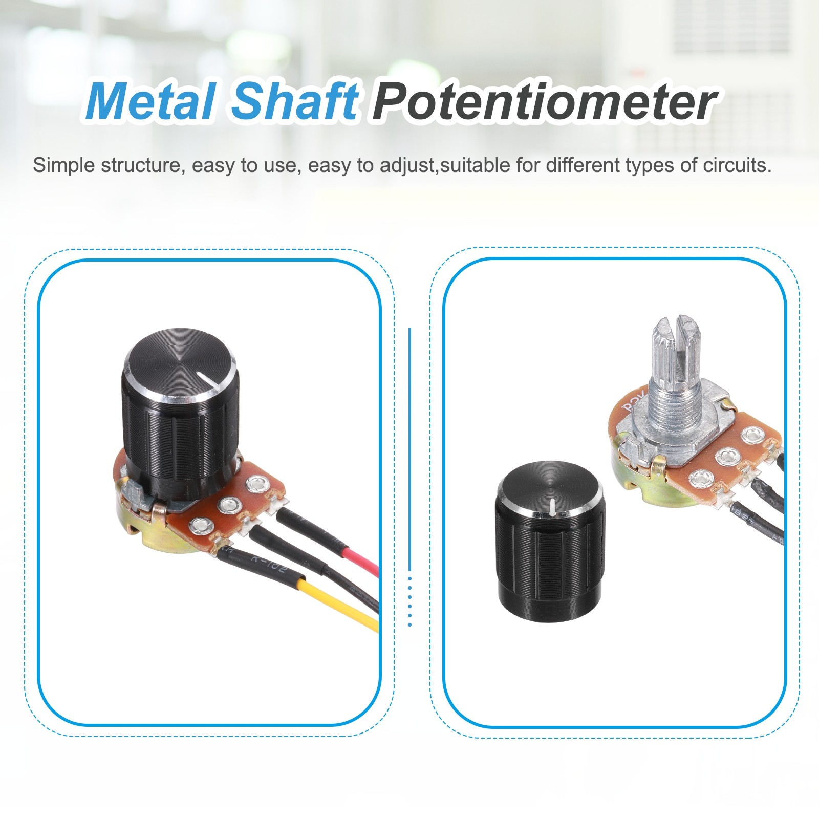 3Pcs WH-148 Potentiometer 3Pins B2K±20% Ohm Variable Resistor with 3 Knobs