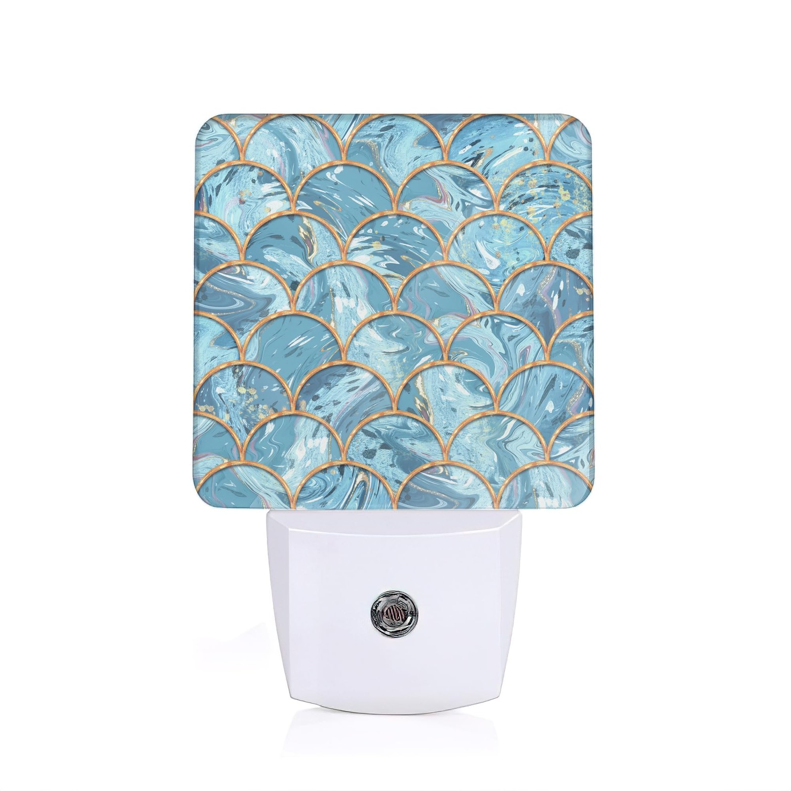 Marble Night Light,Mermaid Fish Scales Marble Night Lights Plug-in Dusk to Da...