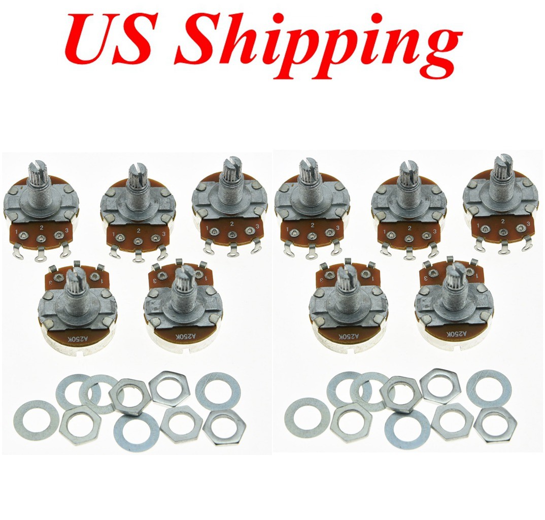 10pcs A250K Large Audio Guitar Pots 18mm Long Shaft 250K Guitar Potentiometers