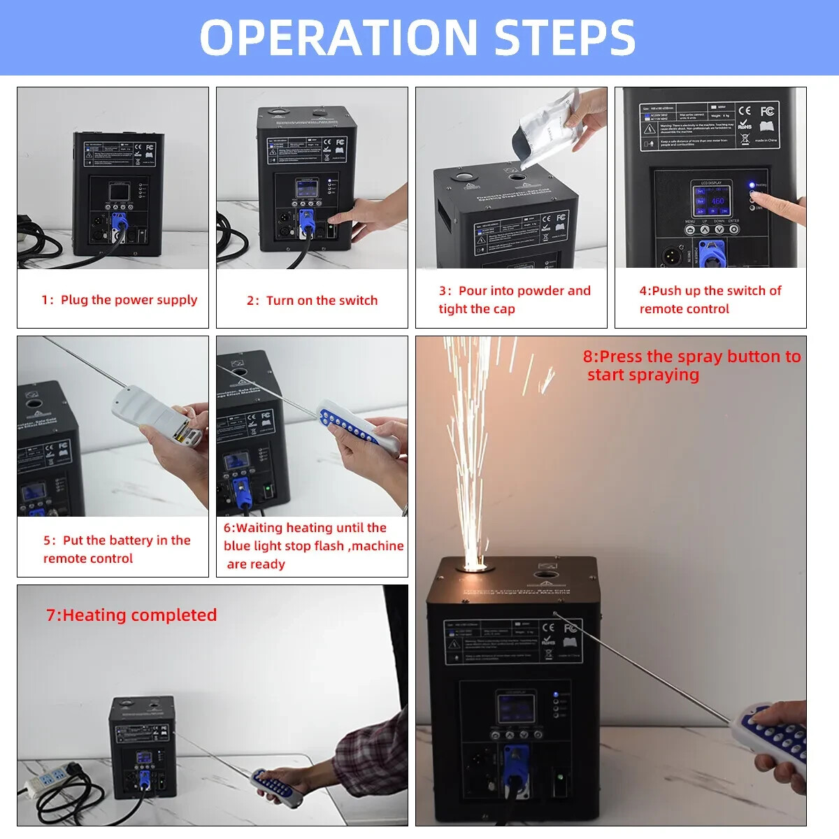 Saviour 2PCS 750W Large Cold Spark Machine Stage Effect DMX Firework With Case