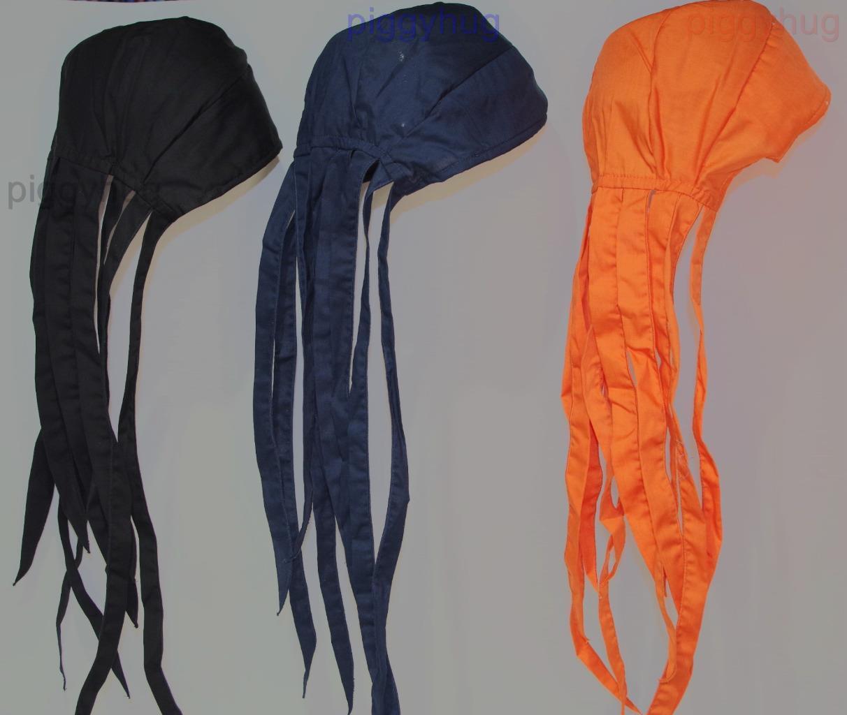 skull cap hat do du doo rag long tail sweat band solid colors USA made head wrap