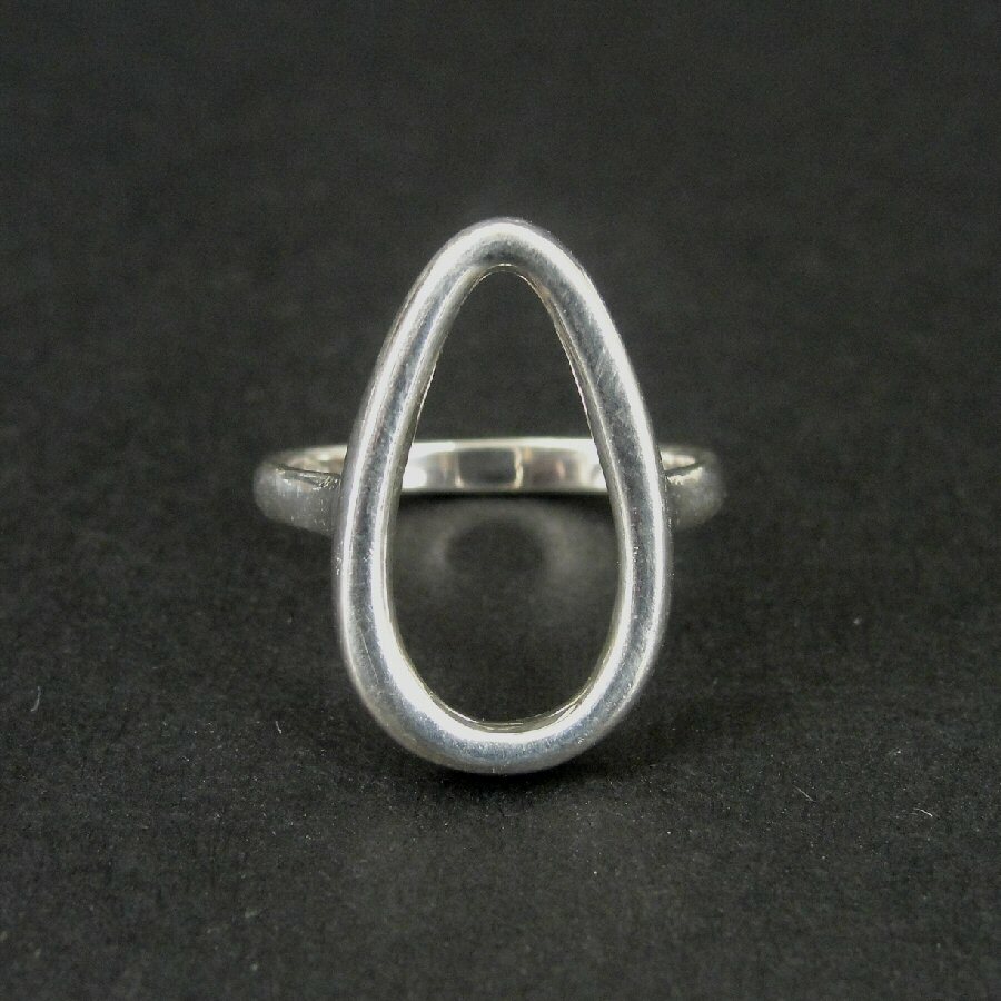 Ring Silver Teardrop Open Shape Design Sterling 925 Size 6 Band Ring