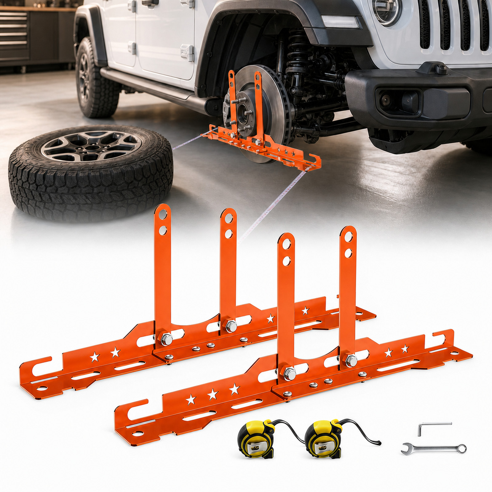 2PC Automotive Wheel Toe Alignment Plate Kit for Truck SUV Jeep M14 M16 Orange