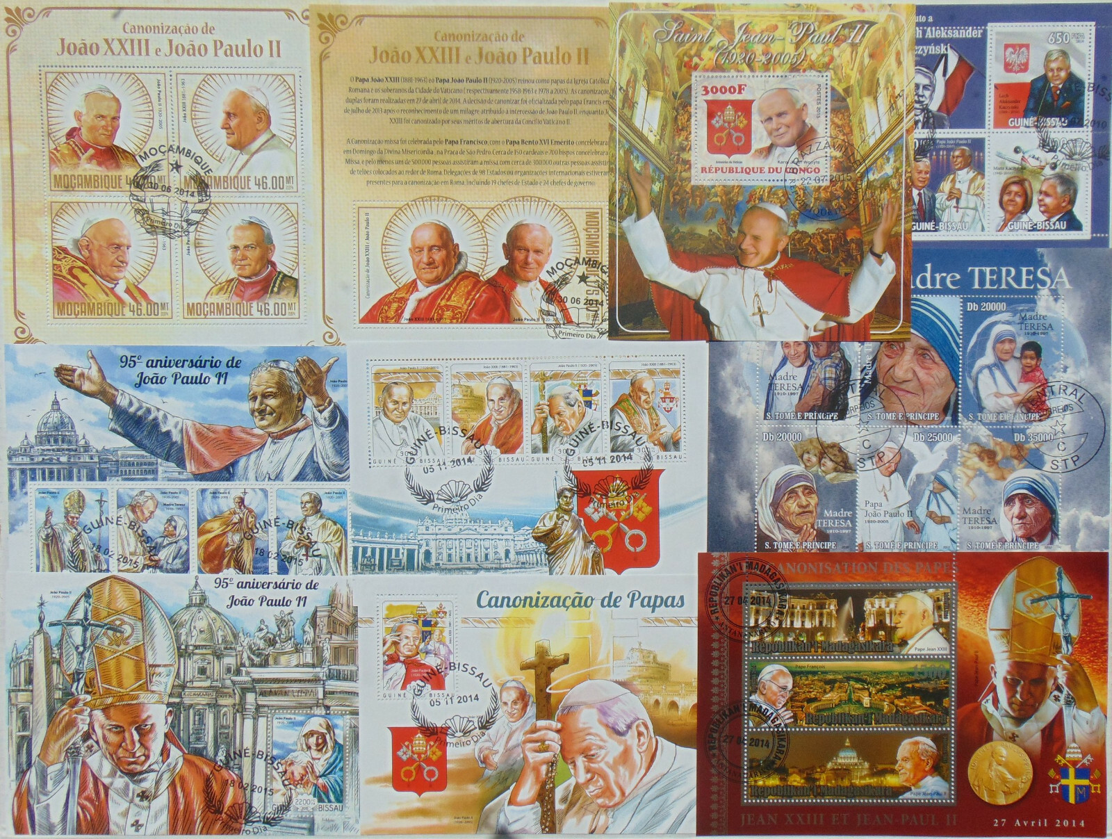 Pope John Paul II 100 diff mini & souv. sheets Composition Lot