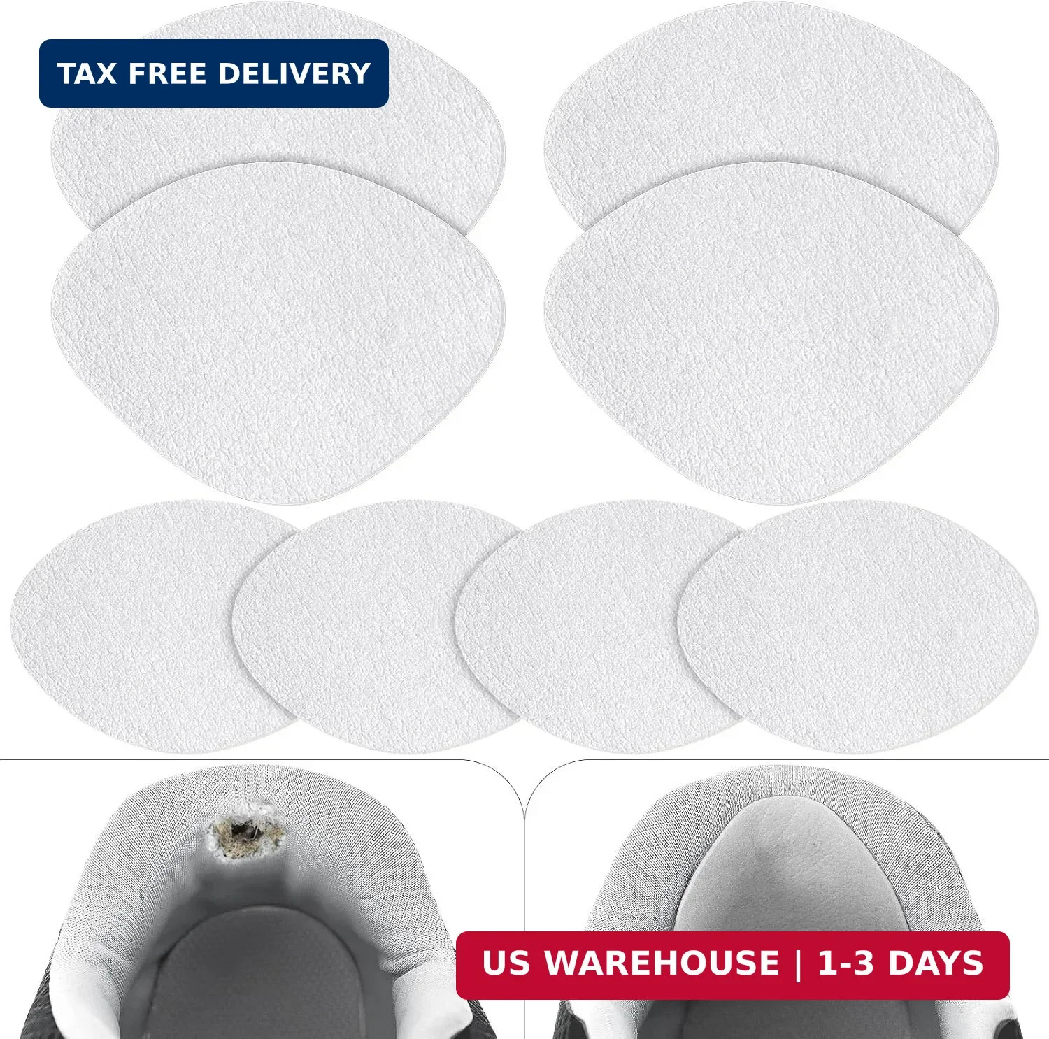 Shoe Heel Patch, 4 Pairs 2 Sizes Quick Self-Adhesive Hole Repairs for Sneakers a