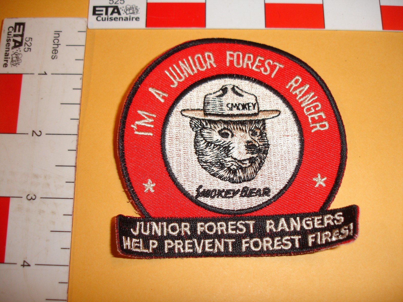 Vintage Firefighter patch I'm a junior forest ranger Smokey Bear Help prevent