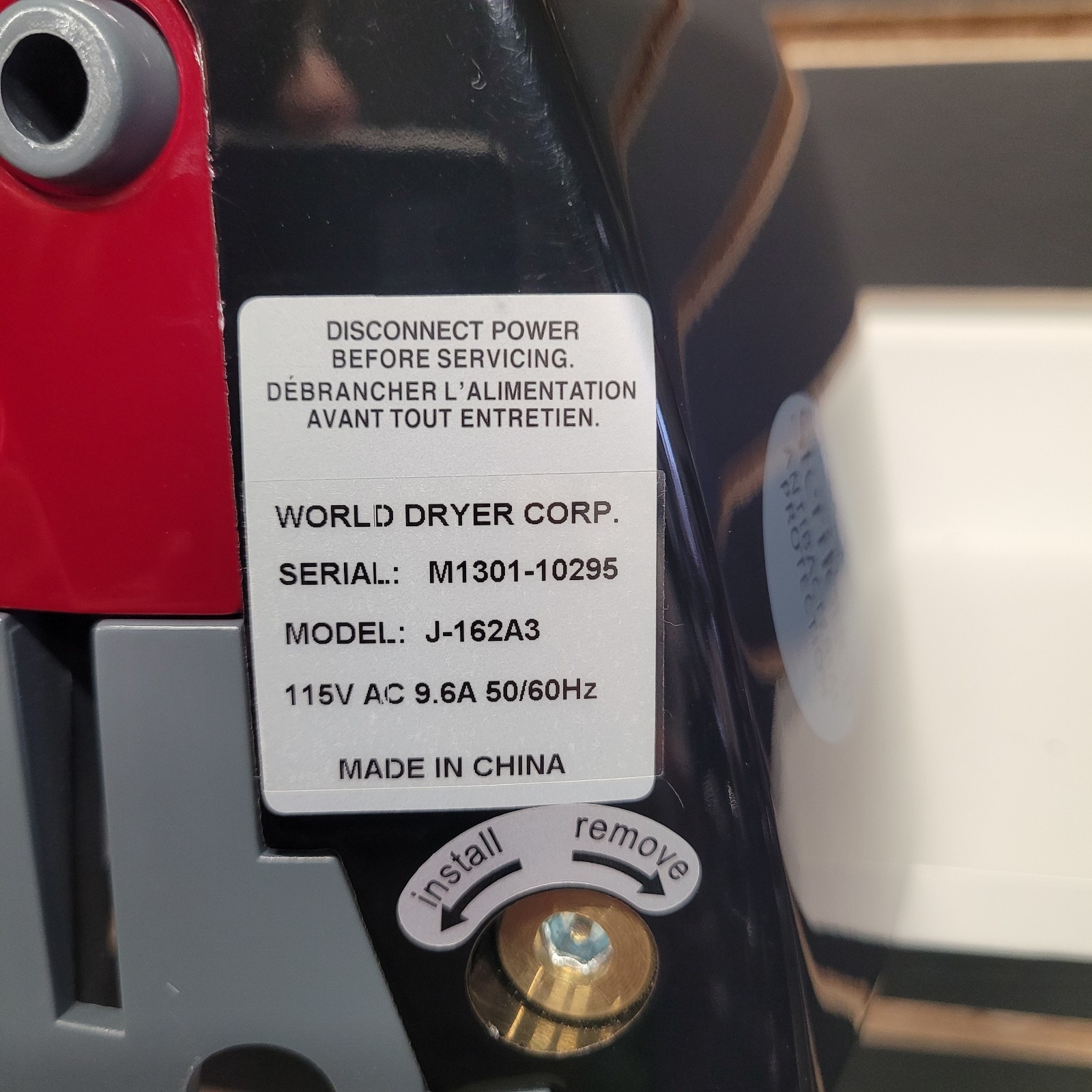 World Dryer J-162A3 Airforce Automatic High-Speed Energy Efficient Hand Dryer