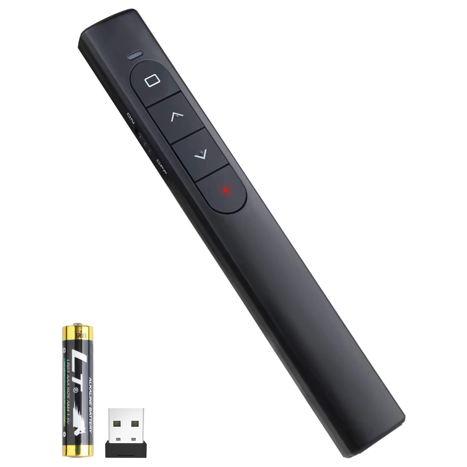 Wireless Presenter Remote, Presentation Clicker with Hyperlink & Volume Black