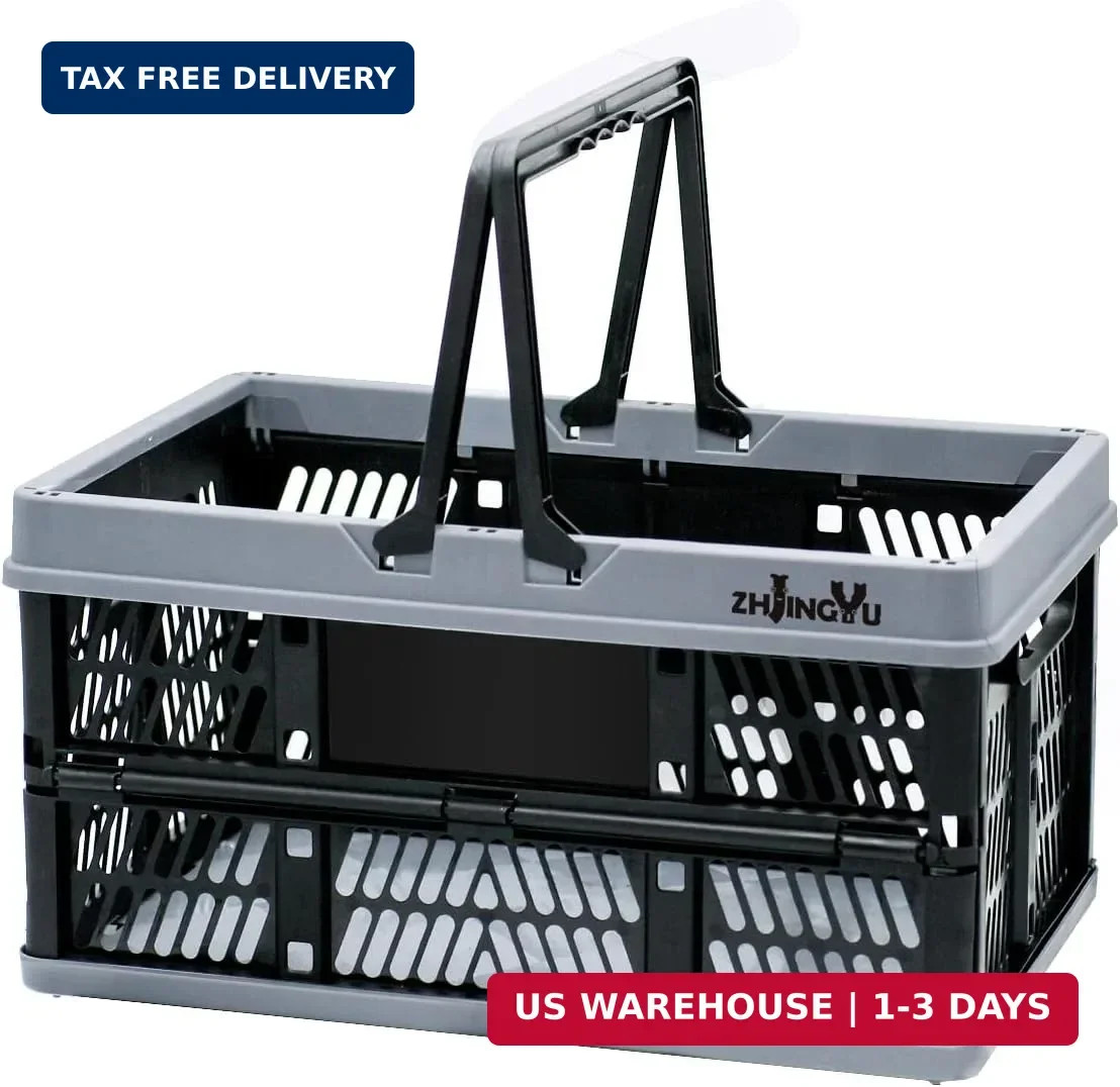 Foladable plastic baskets with handles 20L,collapsible crates for storage | 14.9