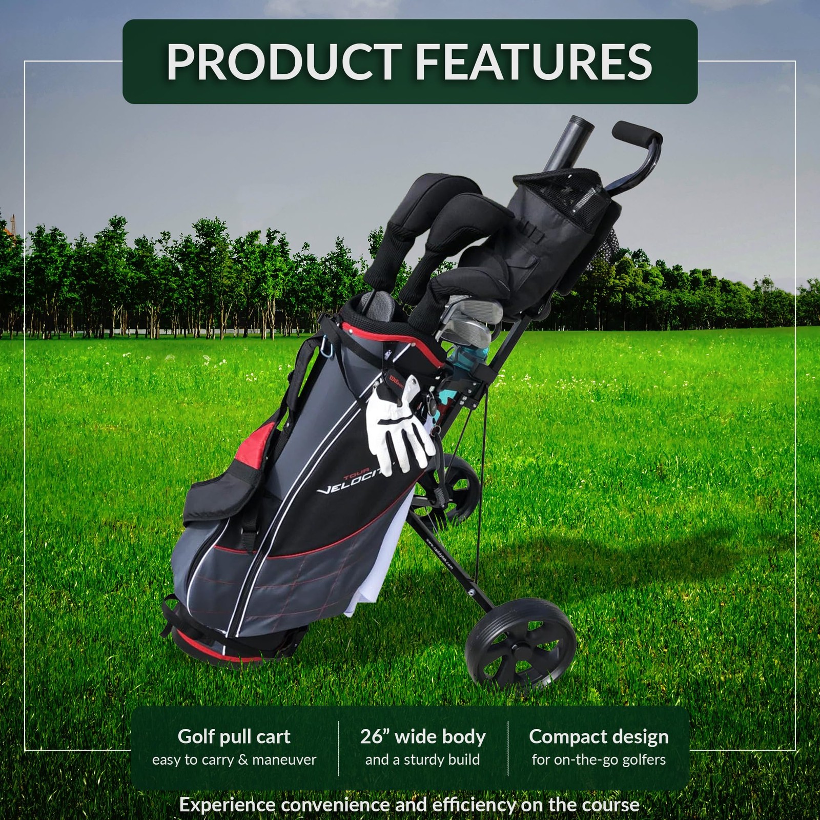 Caddytek CaddyLite 5.8 Deluxe Golf Pull Cart - Lightweight Folding 2 Wheel Golf