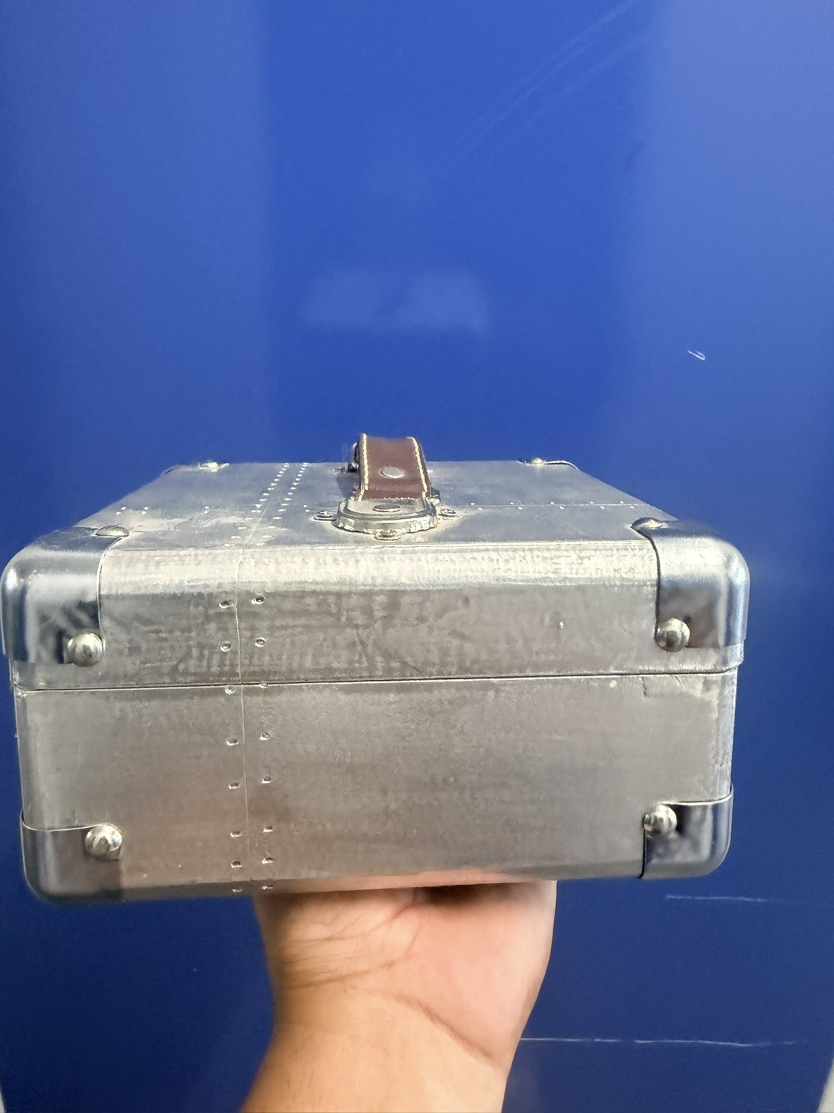 vintage riveted aluminum briefcase, 8x8