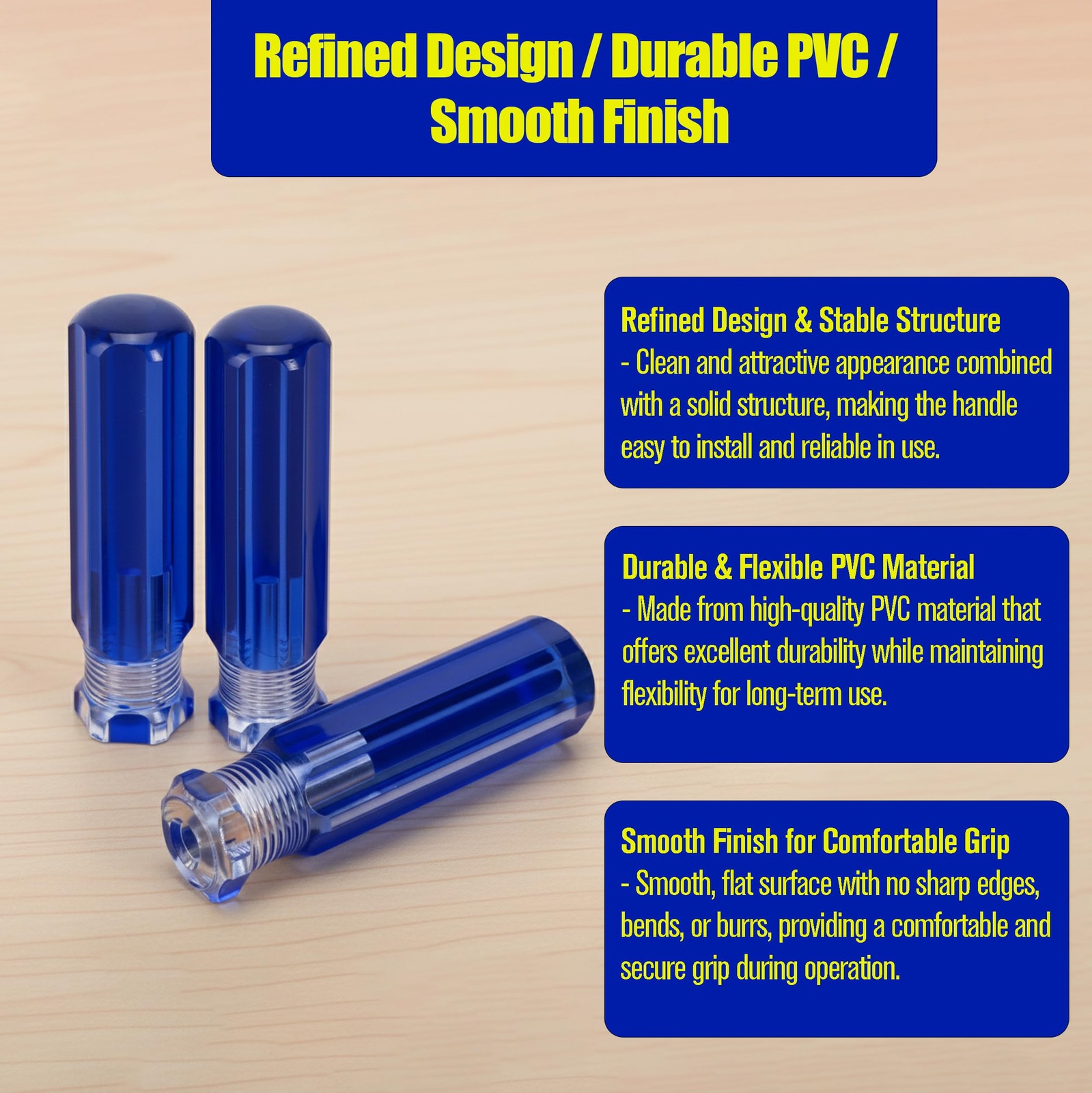 3 Pcs Screwdriver Handle Blank Pre-Drilled Replacement Grips, PVC Plastic Blu...