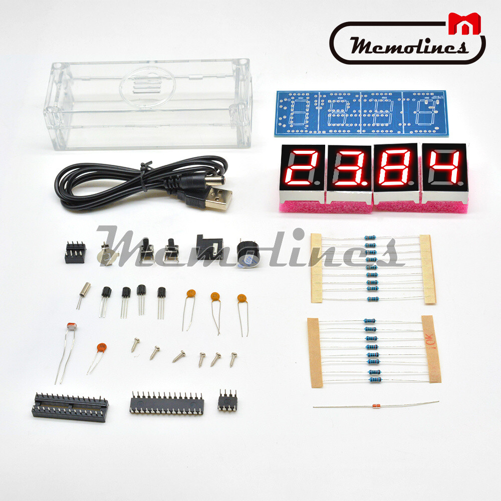 DC 5V LED Electronic 4-Bit Digital Temperature Thermometer Clock DIY Kits