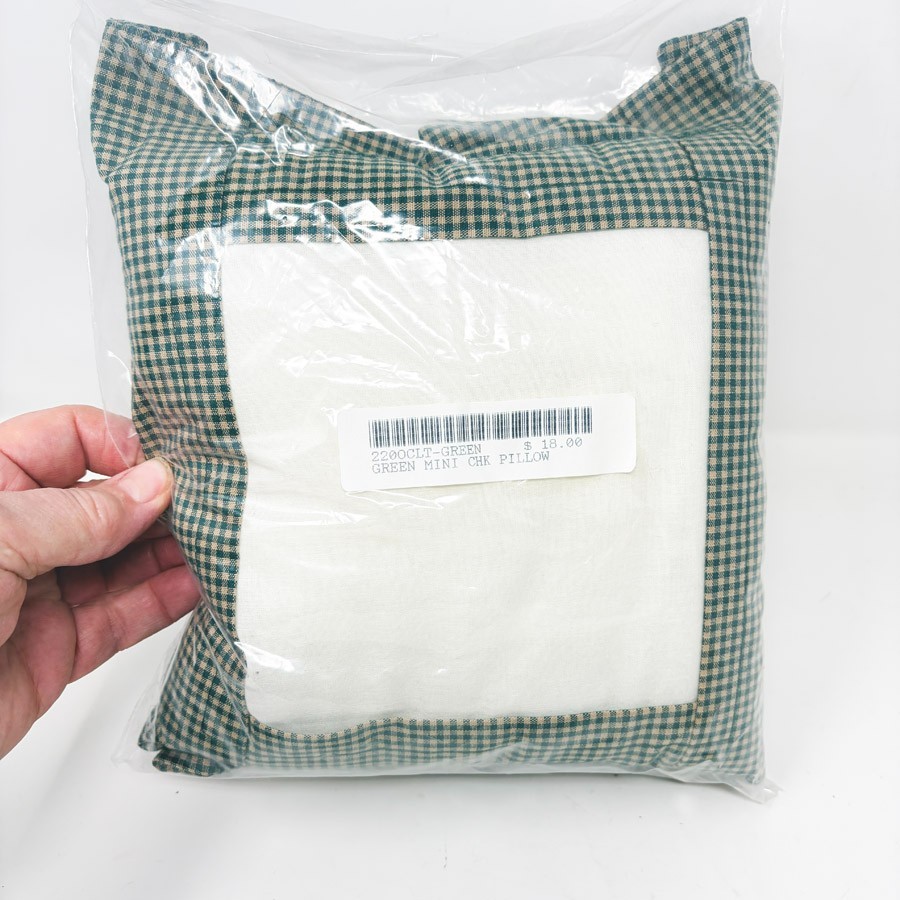 Large Green Plaid Tuckaway Pillow for Cross Stitch