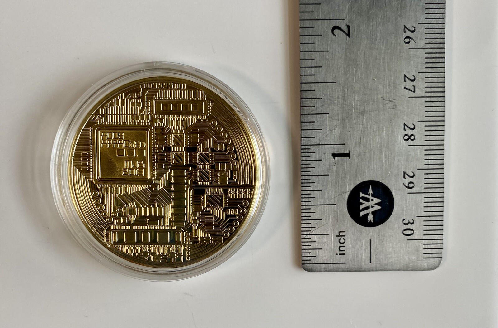PHYSICAL BITCOIN (Commemorative Coin) Metal Alloy-Gold Plated-Token Protector