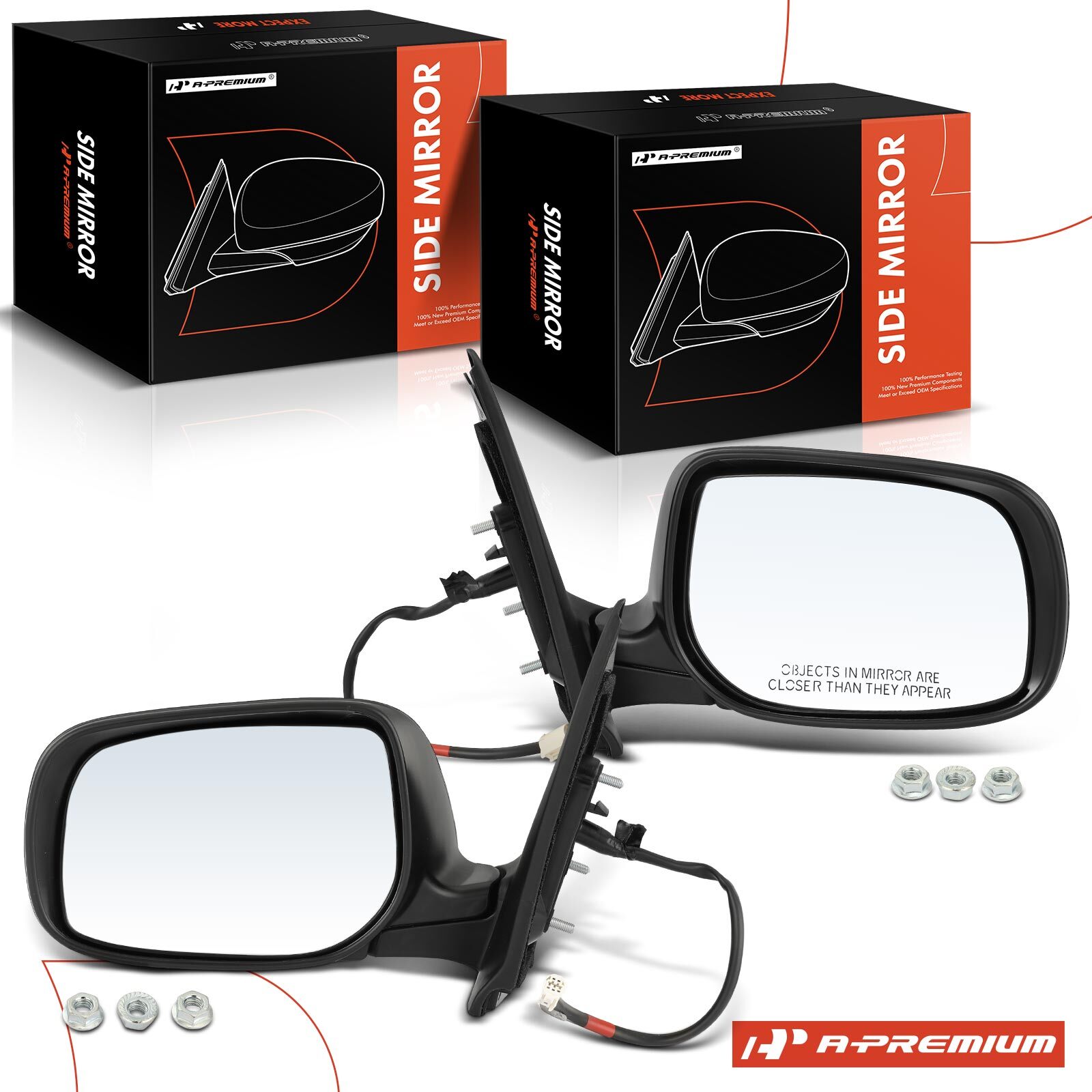 A-Premium Pair Power Mirror with Manual Folding for Toyota Yaris 2007-2012 L4