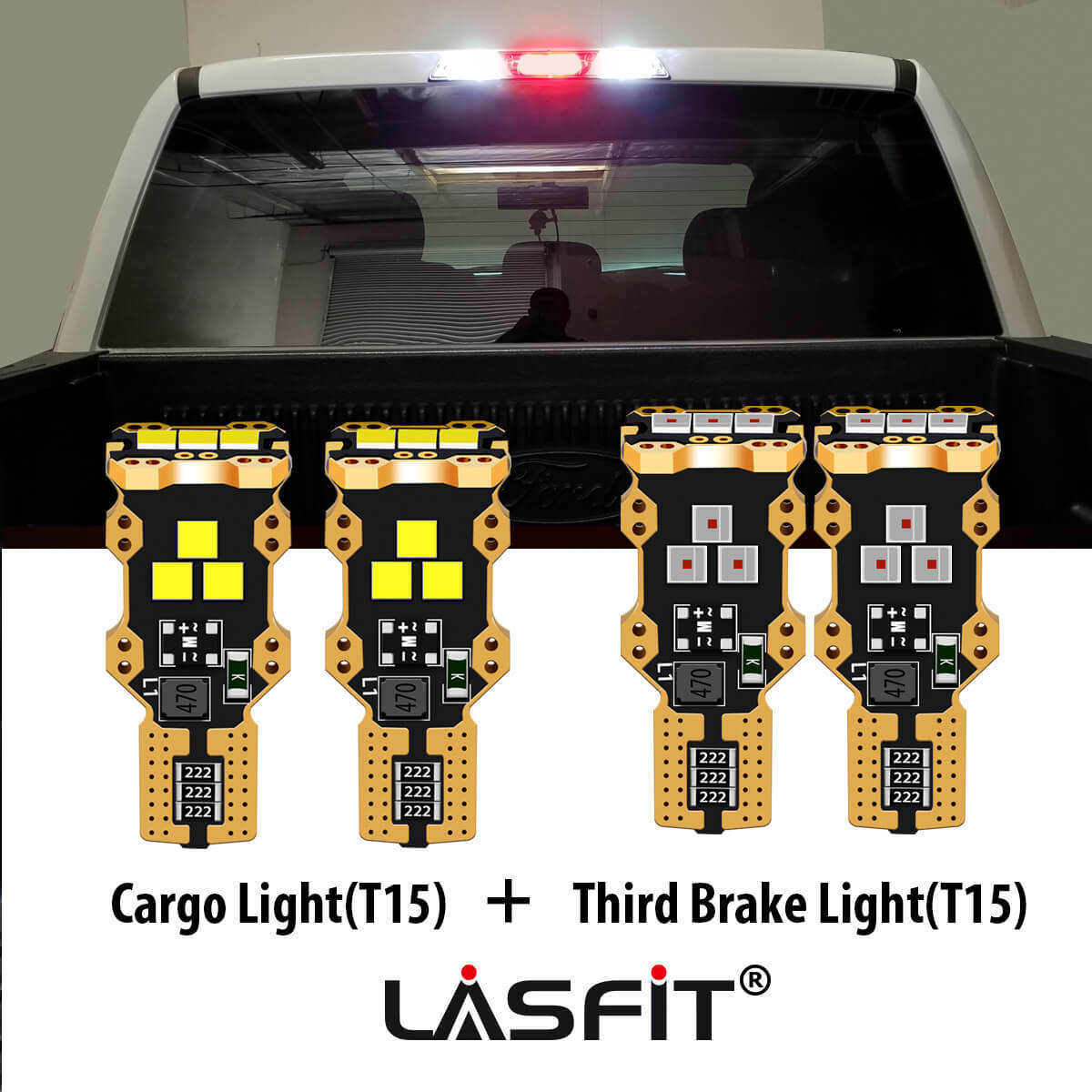 T15 912 921 LED Trunk Cargo Light + 3rd Brake Light Bulbs for Ford F150 08-2021