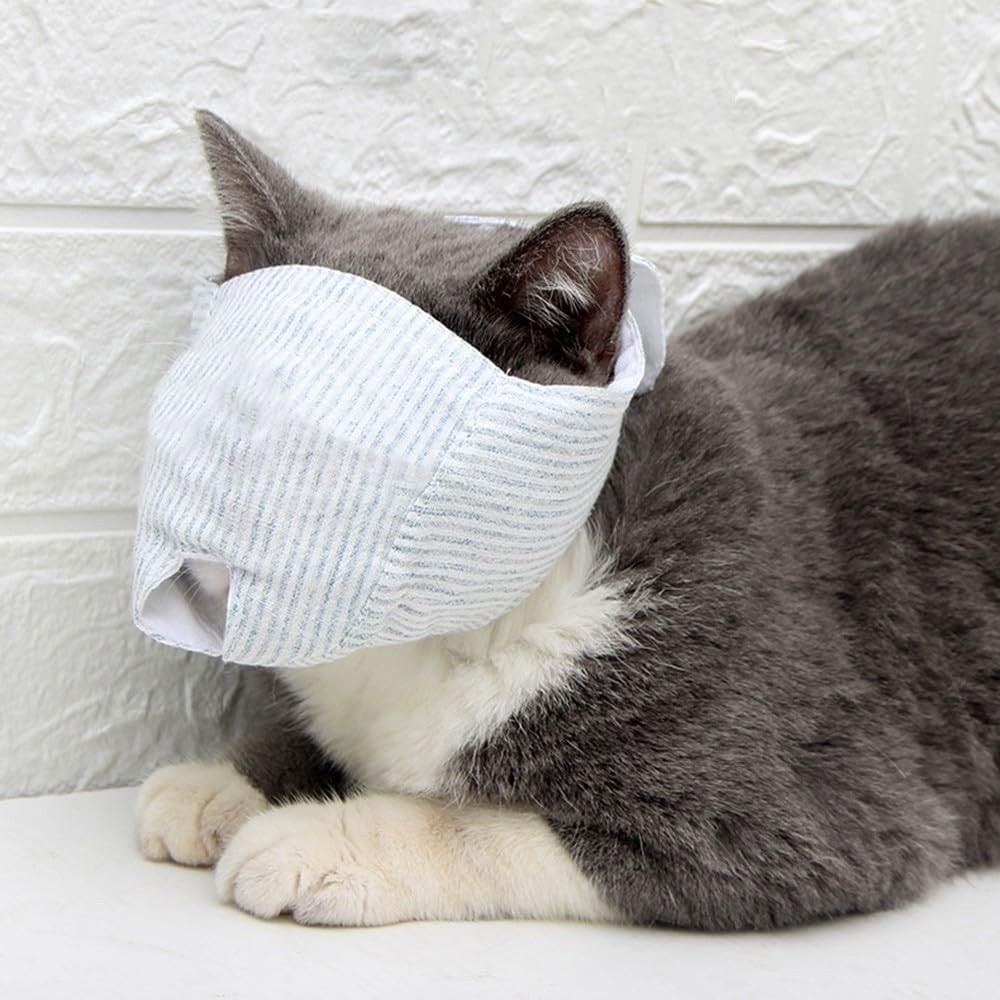 Cat Muzzle Mouth Cover Anti Bite Barking Chewing Mesh Mask Small Large Pet Cat