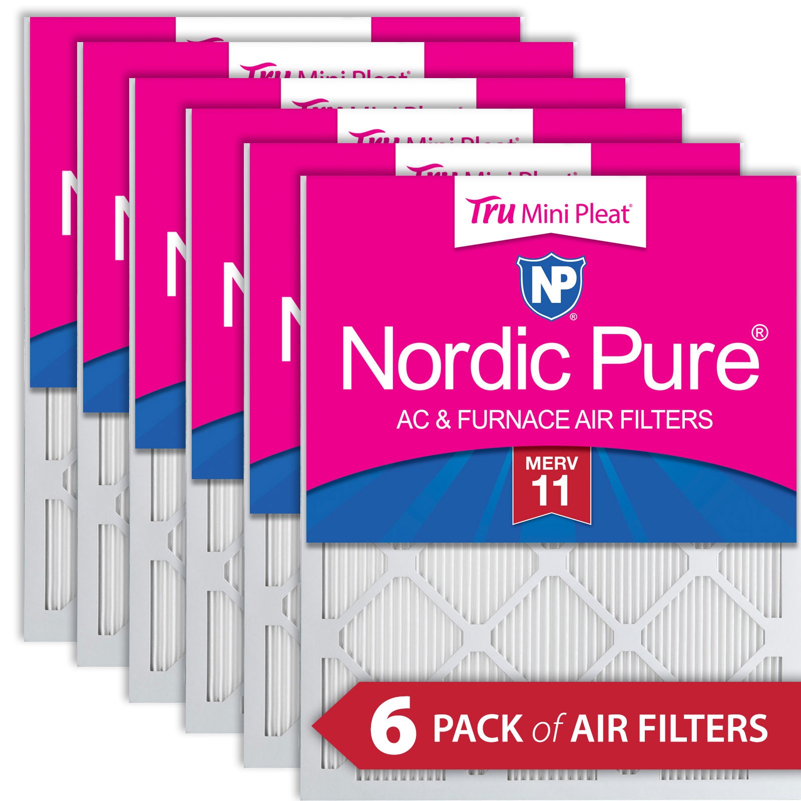 16x20x1 (15_1/2x19_1/2) Nordic Pure Tru Mini Pleat MERV 11 Air Filters 6 Pack