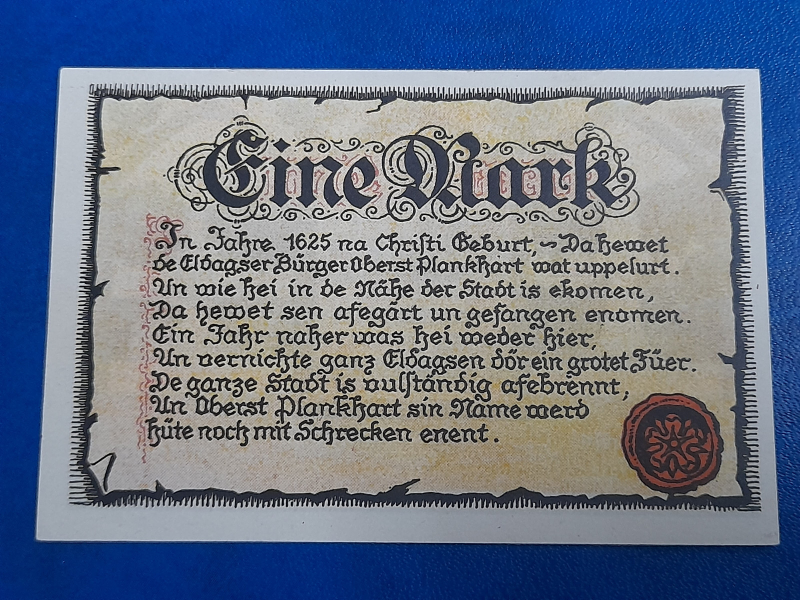 ELDAGSEN NOTGELD 1 MARK 1921 EMERGENCY MONEY GERMANY BANKNOTE (30297)