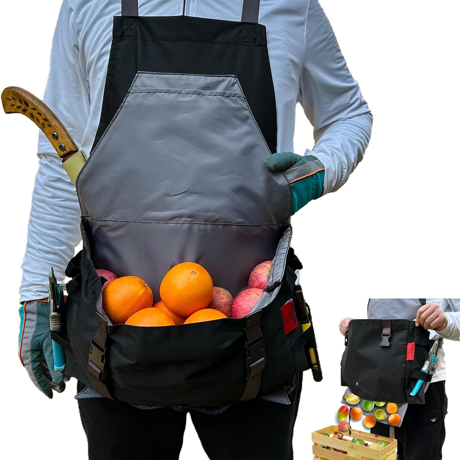 Waterproof Gardening Apron with Pockets, Adjustable Straps, Heavy Duty 600D