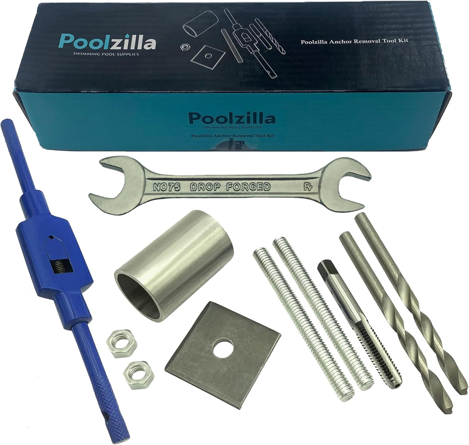 Poolzilla Anchor Removal Tool Kit, 8 Piece Set for Rethreading and Removing Pool