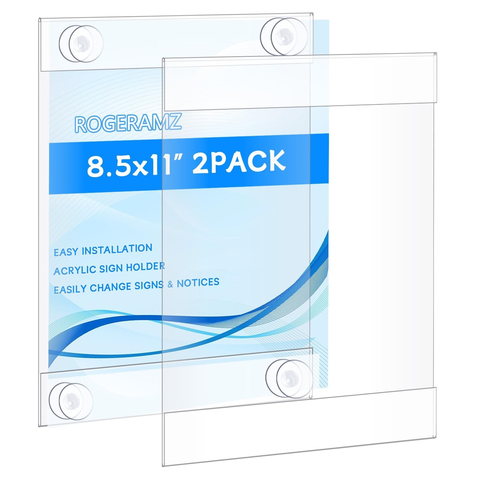 8.5 x 11 Acrylic Sign Holder with 12 Suction Cups, Clear Plastic Window Sign ...