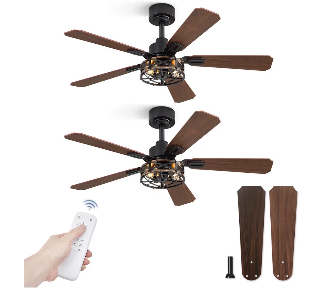 42 Inch Rustic Caged Ceiling Fan with Lights, 2 pack, BRAND NEW!