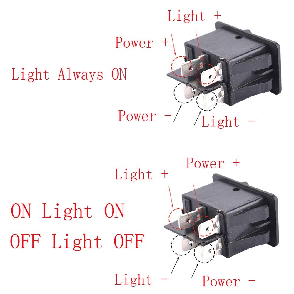 12V LED Fog Light Toggle Rocker Switch - 4Pin 35A ON/OFF, Multiple Colors